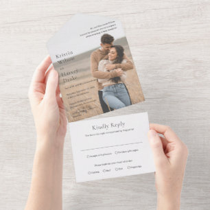 Invitation Tout En Un Kristin Photo Mariage moderne