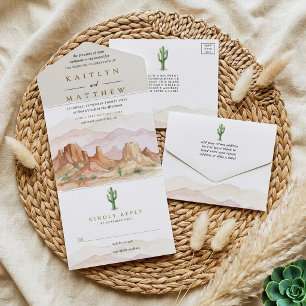 Invitation Tout En Un La gamme de mariage désertique à l'aquarelle -