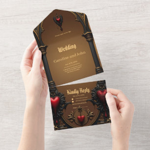 Invitation Tout En Un L'amour éternel dans l'ombre de l'obscurité gothiq