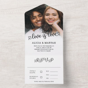 Invitation Tout En Un L'amour noir blanc est Mariage d'amour