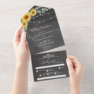 Invitation Tout En Un Lampadaire de tournesol Chalkboard