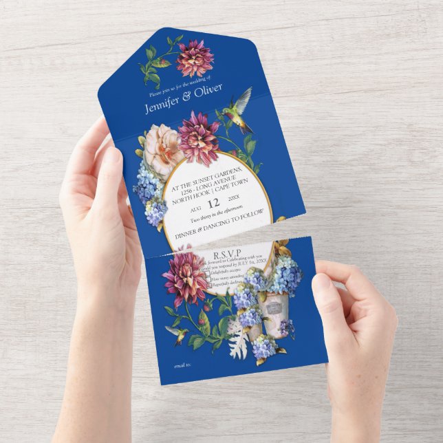 Invitation Tout En Un L'aquarelle florale de l'ère victorienne  (Déchirure)