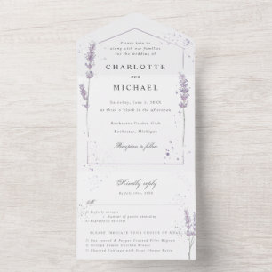Invitation Tout En Un lavande aquarelle mariage rsvp
