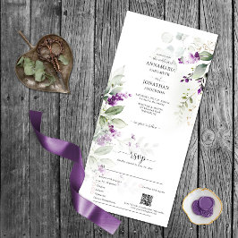 Invitation Tout En Un Lavender Stems Mariage de verdure