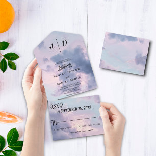 Invitation Tout En Un Le ciel bleu romantique tout en un mariage Inviter