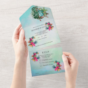 Invitation Tout En Un Le Paradis tropical de la Flore en un seul mariage
