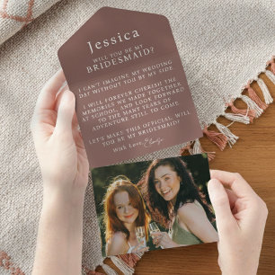 Invitation Tout En Un Lettre de Proposition de Demoiselle d'Honneur avec