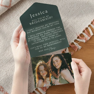 Invitation Tout En Un Lettre de Proposition de Demoiselle d'Honneur avec