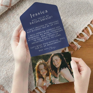 Invitation Tout En Un Lettre de Proposition de Demoiselle d'Honneur avec