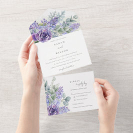 Invitation Tout En Un Lilac Succulent Eucalyptus Botanical Bunch Mariage
