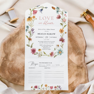 Invitation Tout En Un Love In Bloom Fleur sauvage Fête des mariées