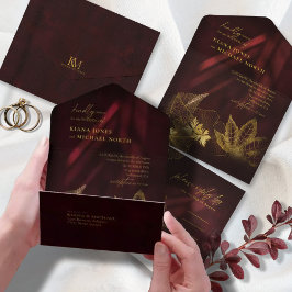 Invitation Tout En Un Lumière de la lune Romance Mariage Bourgogne ID881