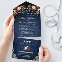 Lumières de dentelle en bois bleu Mariage rustique