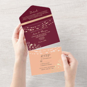 Invitation Tout En Un Lumières Guinguette Rustique Bourguignon Abricot M