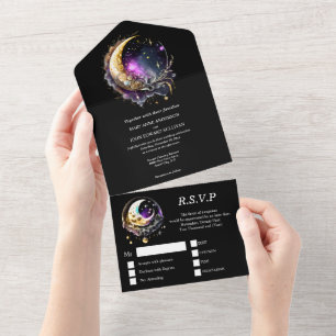 Invitation Tout En Un Lune étoile céleste étoiles lumière mythique