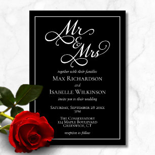 Invitation Tout en un M. Mme Mariage noire et blanche