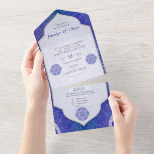 Invitation Tout En Un Mandalas en mélange bleu néerlandais