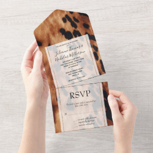 Invitation Tout En Un Mariage à la crème Brown occidentale