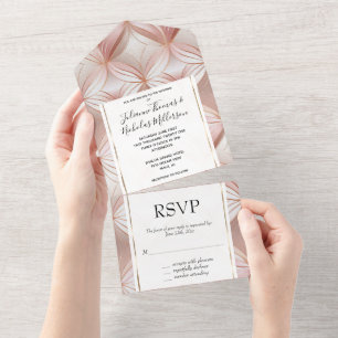 Invitation Tout En Un Mariage Abstrait Pearl Blush Rose Rose