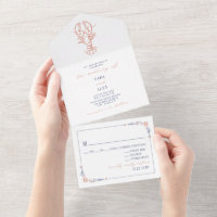 Mariage agricole vintage de homard rouge et bleu R