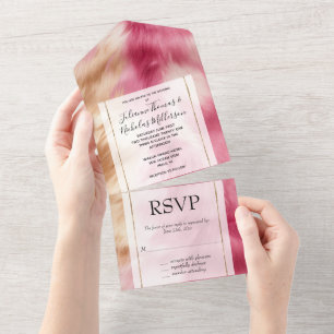 Invitation Tout En Un Mariage animal blanc rose élégant