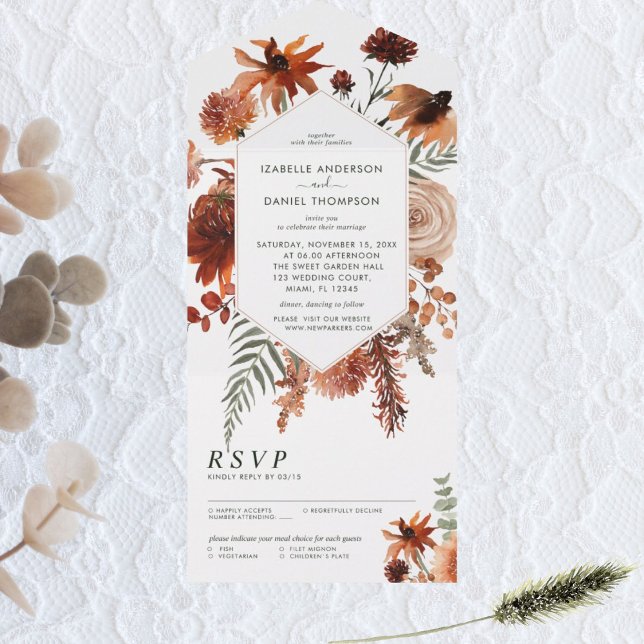 Invitation Tout En Un Mariage automne automne tout en un (Créateur téléchargé)
