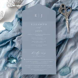 Invitation Tout En Un Mariage Bleu Poussiéreux