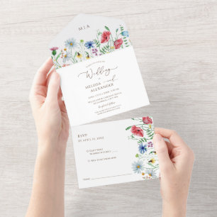 Invitation Tout En Un Mariage bohème aux fleurs sauvages
