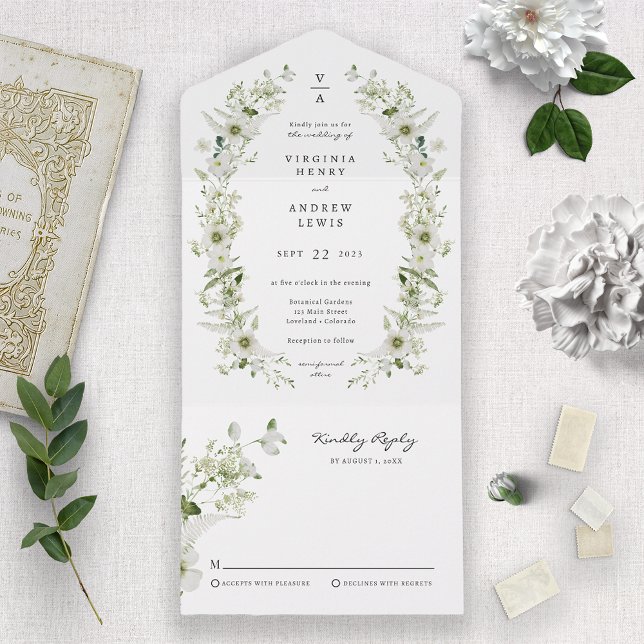 Invitation Tout En Un Mariage Botanique Élégant (Créateur téléchargé)