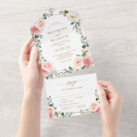 Mariage botanique géométrique rose pâle