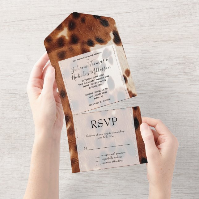 Invitation Tout En Un Mariage Brown Crème Sud-Ouest (Déchirure)