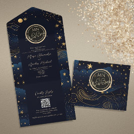 Invitation Tout En Un Mariage céleste Boho
