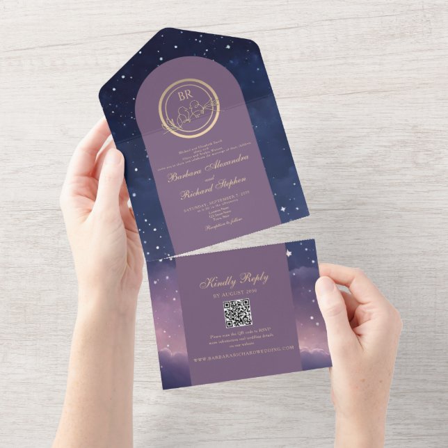 Invitation Tout En Un Mariage céleste d'une nuit étoilée (Déchirure)