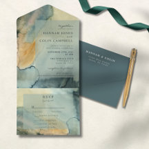 Mariage chic en granit bleu vert Aquarelle