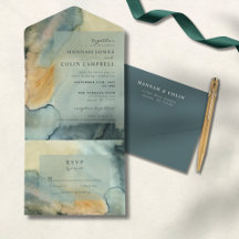 Mariage chic en granit bleu vert Aquarelle
