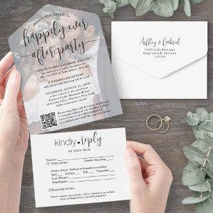 Invitation Tout En Un Mariage Code QR & Photo de la Soirée Pour Toujours
