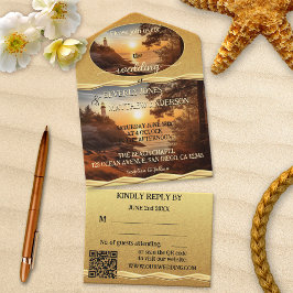 Invitation Tout En Un Mariage côtier du phare romantique