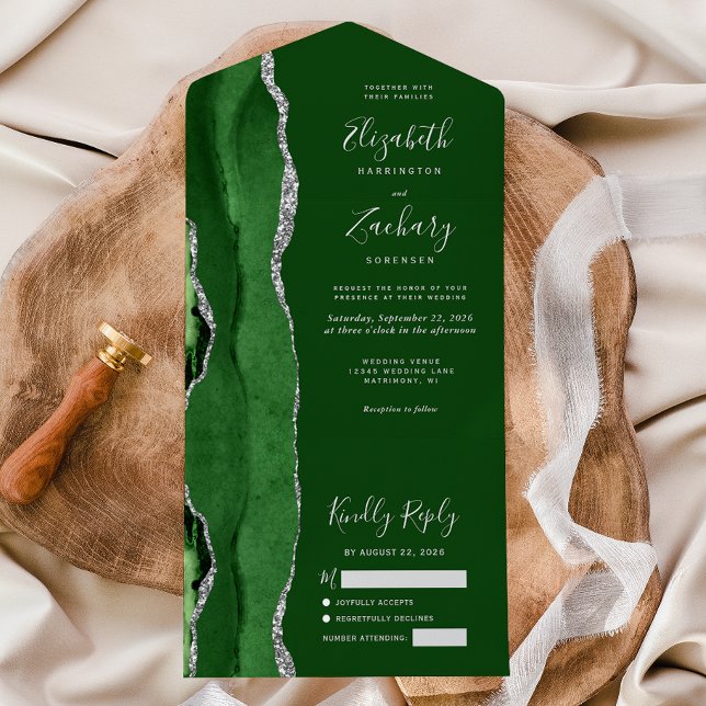 Invitation Tout En Un Mariage d'âge d'argent de Hunter Green (Créateur téléchargé)