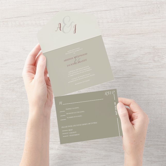 Invitation Tout En Un Mariage d'albâtre chic (Déchirure)