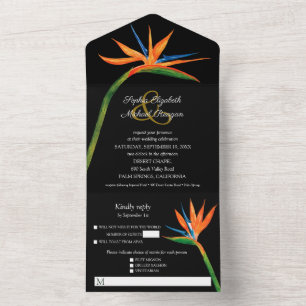 Invitation Tout En Un Mariage d'aquarelle Bird of Paradise