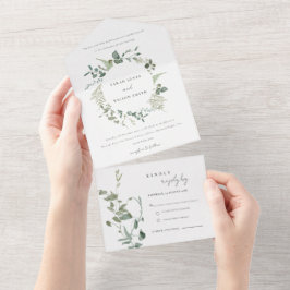 Invitation Tout En Un Mariage d'aquarelle Botanique Eucalyptus