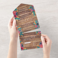 Mariage d'aquarelle en bois rustique