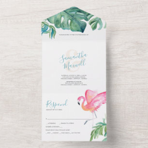 Invitation Tout En Un Mariage d'aquarelle tropicale tout en un