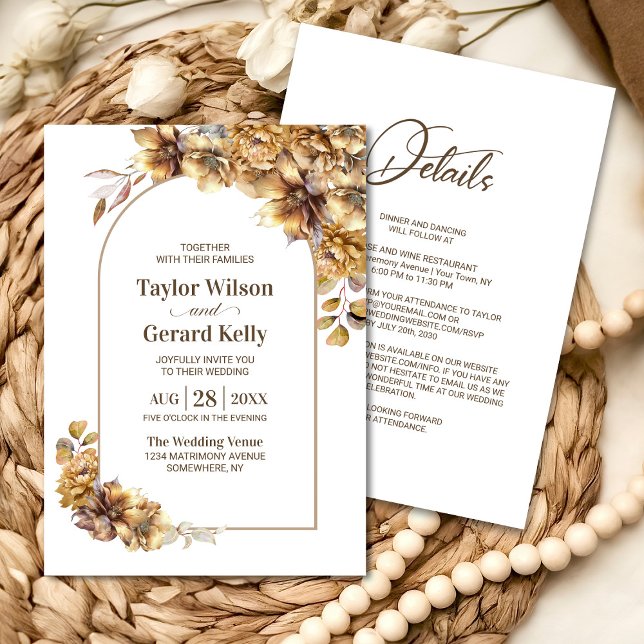 Invitation Tout en un Mariage d'arc floral rustique (Créateur téléchargé)