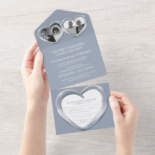 Invitation Tout En Un Mariage d'argent fête de 25 ans