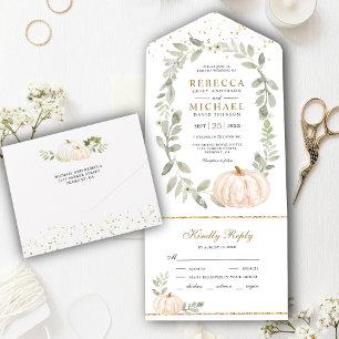 Invitation Tout En Un Mariage de automne Citrouille blanc rustique