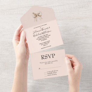 Invitation Tout En Un Mariage de cache de crème de pêche