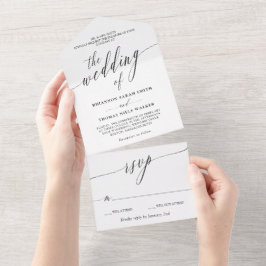 Invitation Tout En Un Mariage de calligraphie noir blanc
