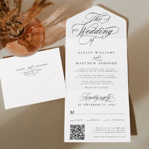 Invitation Tout En Un Mariage de calligraphie Tourbillonnant romantique