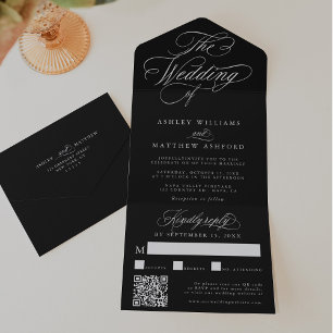 Invitation Tout En Un Mariage de calligraphie Tourbillonnant romantique 